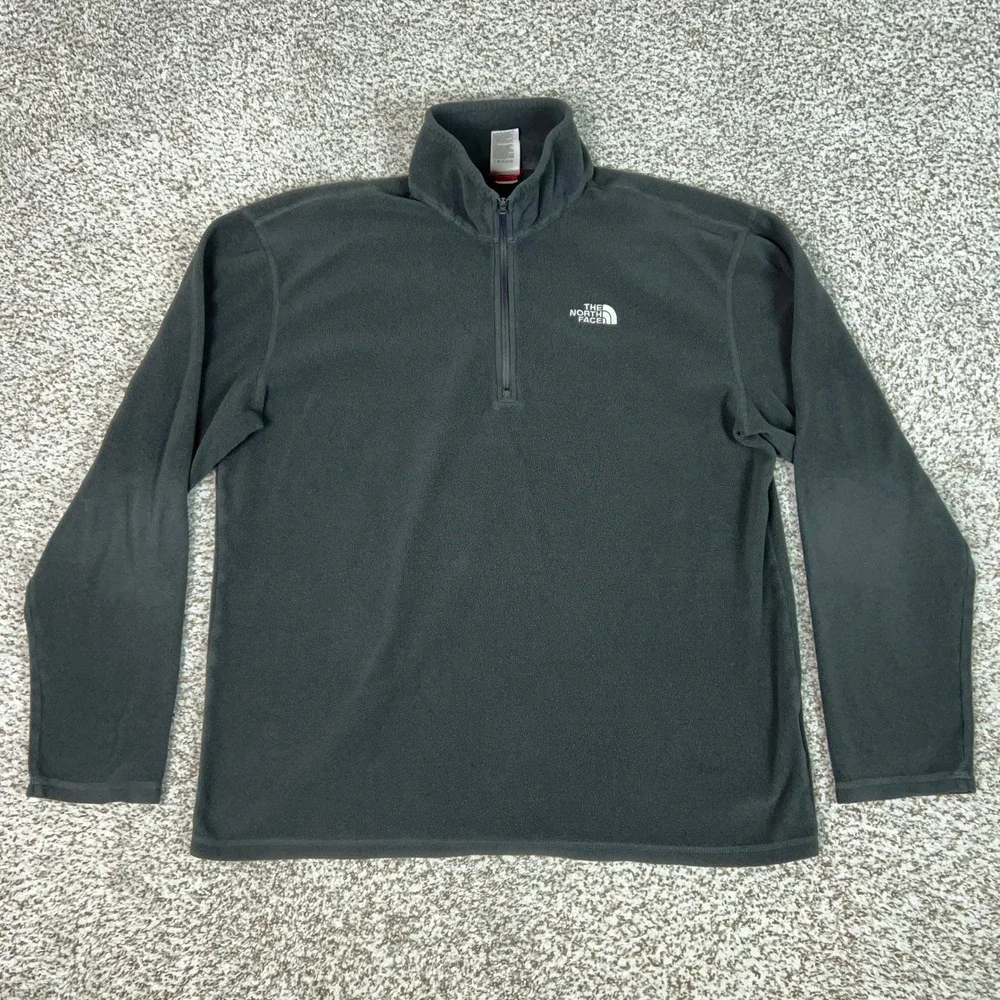 The North Face Fleece Pullover Mens Large Gray Hiking TKA 100 Quarter Zip Gorp